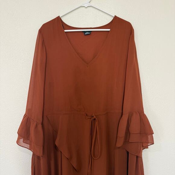 City Chic Women's Hidden Treasure Maxi Dress Ruffle Tie Waist Boho Size S 16 - Picture 3 of 11